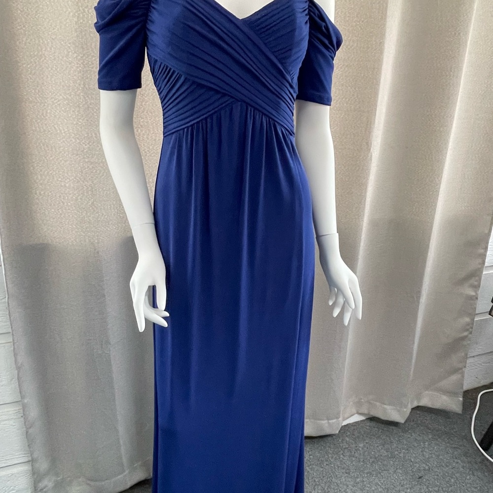 Laundry By Shelli Segal Blue Ruched Wrap Maxi Dress